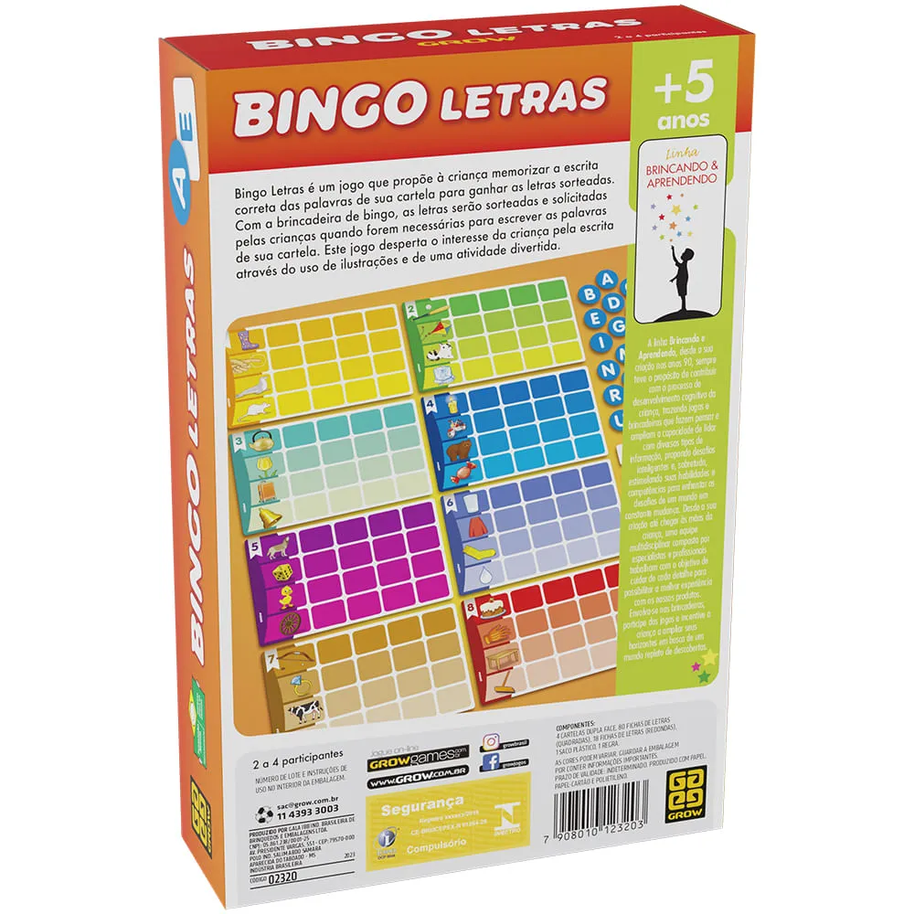 Jogo Bingo Letras