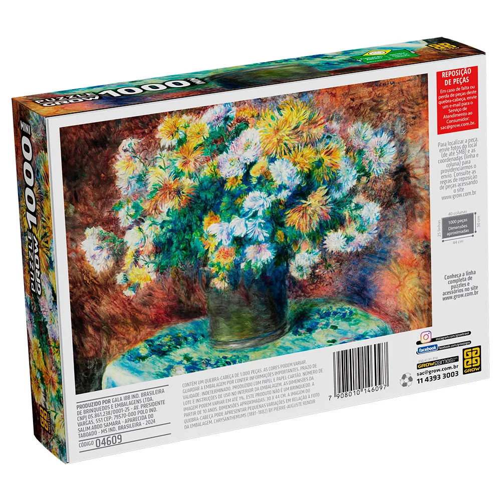 Mini Quebra-cabeça 1000 peças Vaso de Flores de Renoir- Grow