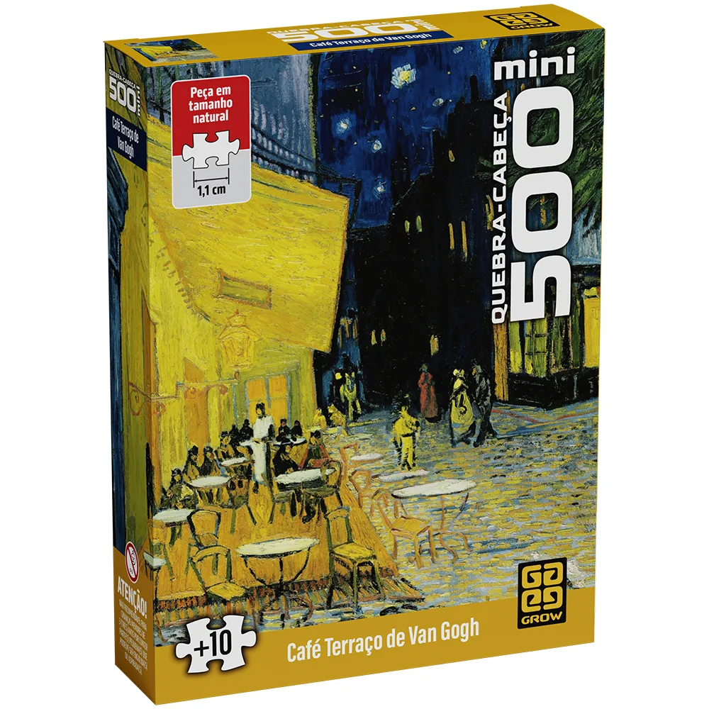 Mini Quebra-cabeça 500 peças Café Terraço de Van Gogh