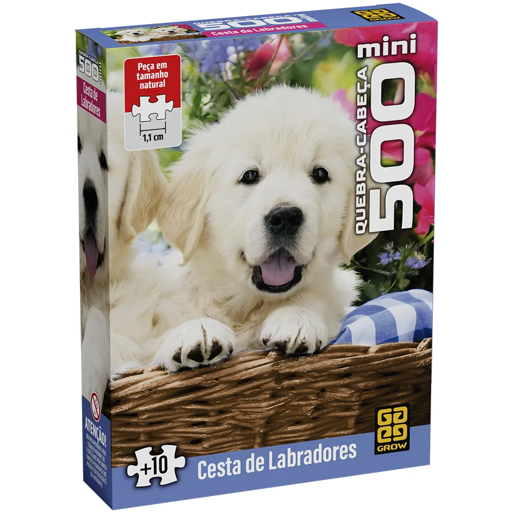 Mini Quebra-cabeça 500 peças Cesta de Labradores