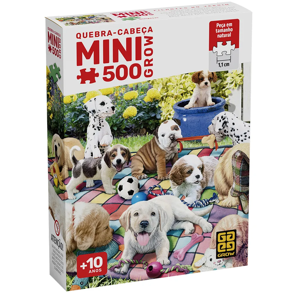 Mini Quebra-cabeça 500 peças Filhotes no Jardim