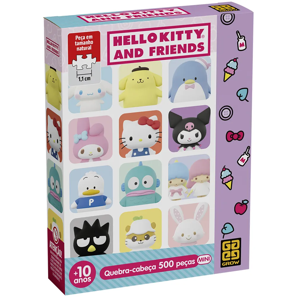 Mini Quebra-cabeça 500 peças Hello Kitty e Amigos