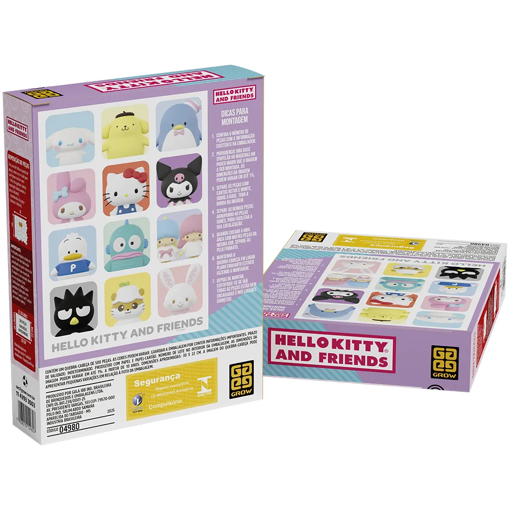 Mini Quebra-cabeça 500 peças Hello Kitty e Amigos