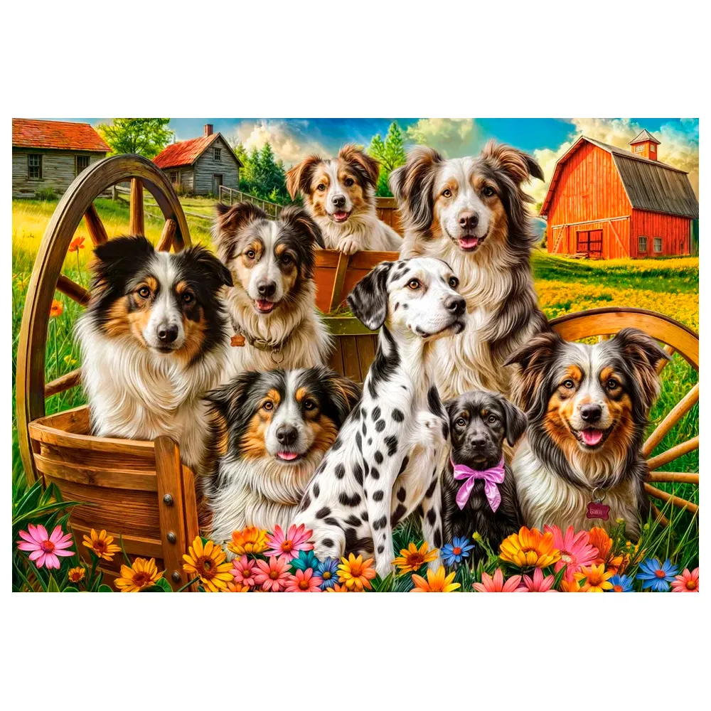 Puzzle 1000 Peças Cães Felizes na Fazenda Castorland 105410
