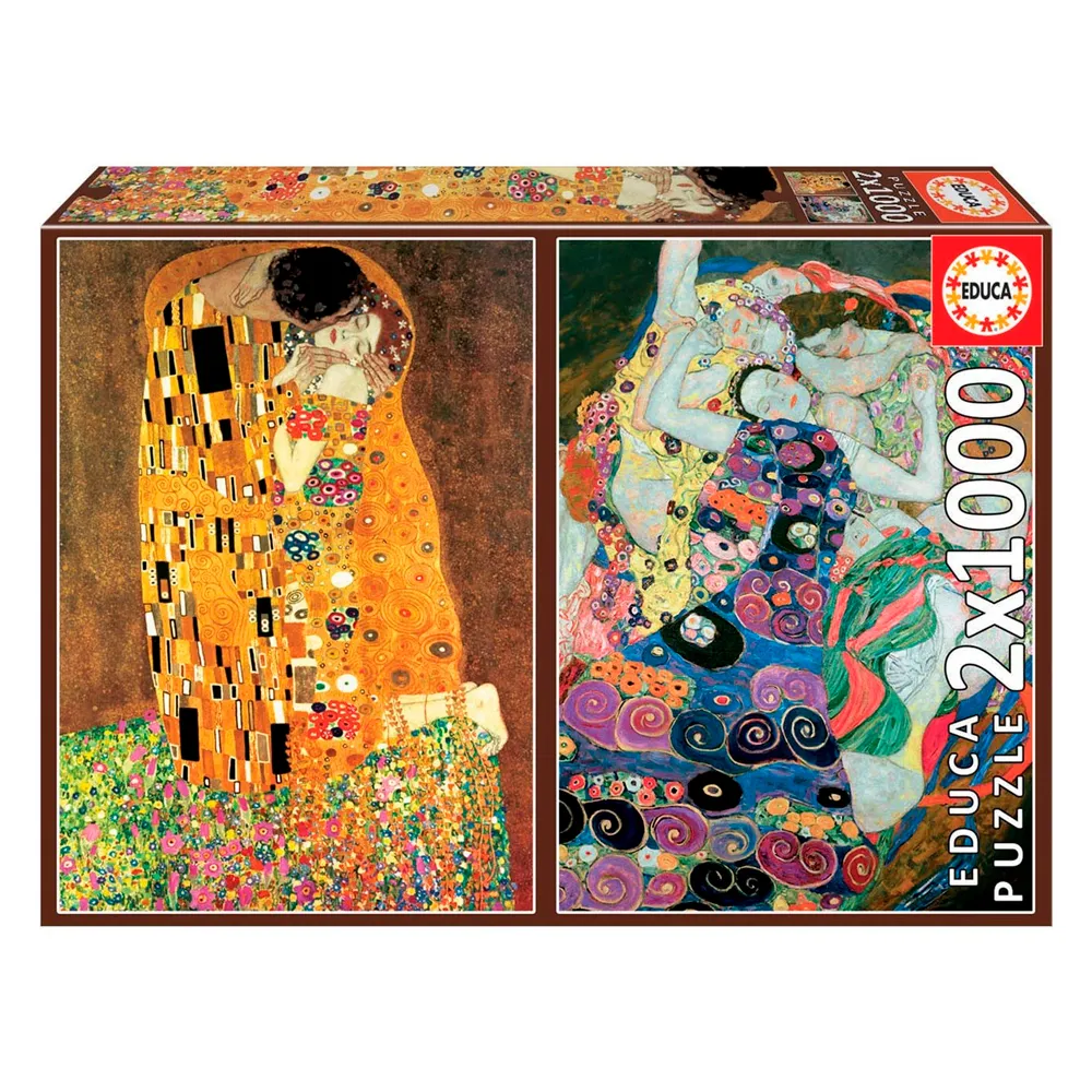 Puzzle 1000 Peças Duplo O Beijo e a Virgem Klimt - Educa 18488