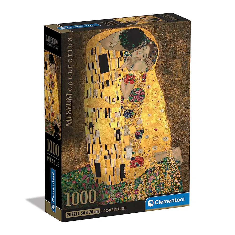 Puzzle 1000 Peças Klimt - O Beijo com Pôster - Clementoni 39790