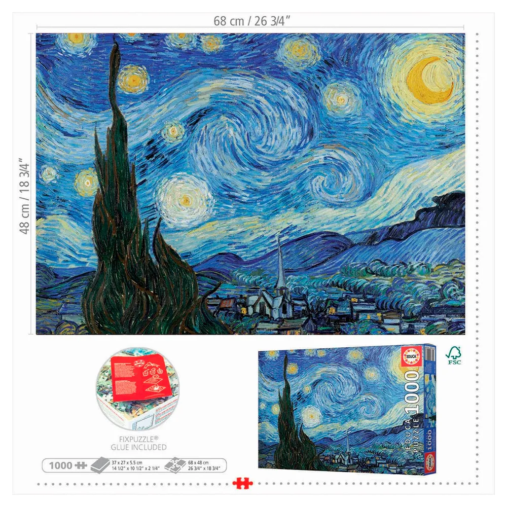 Puzzle 1000 Peças Noite Estrelada Van Gogh - Educa 19263