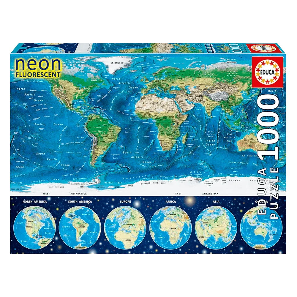 Puzzle 1000 peças Mapa-Mundi Físico Neon - Educa