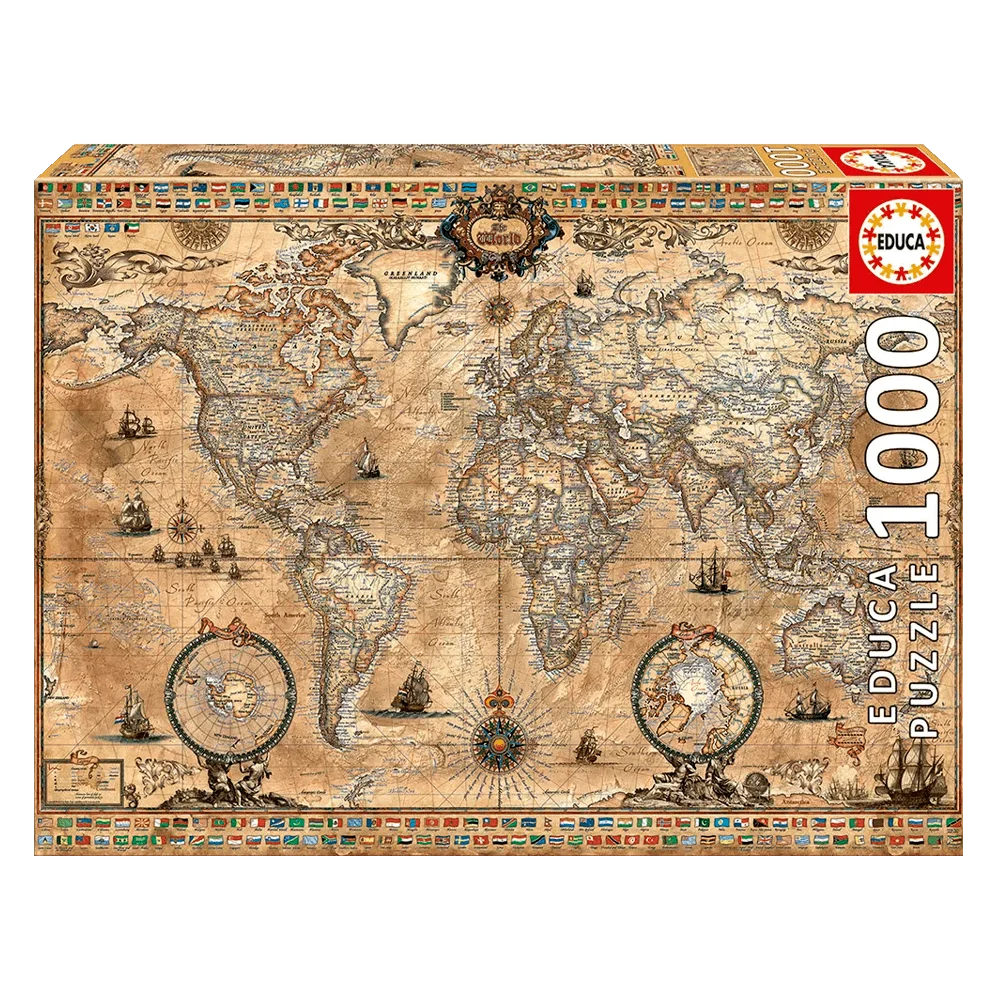 Puzzle 1000 peças Mapa do Mundo - Educa 15159