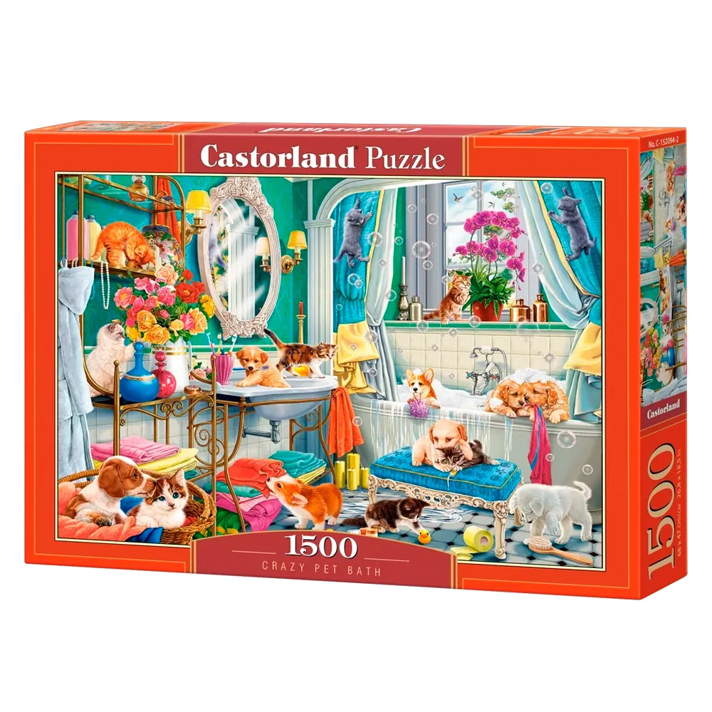 Puzzle 1500 Peças Pets no Banho - Castorland Importado 1520942