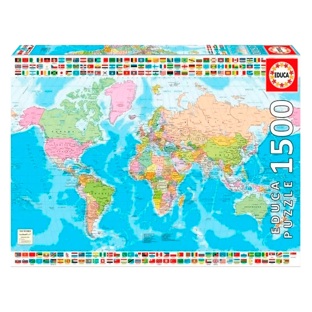Puzzle 1500 peças Mapa Mundi Político - Educa 18500