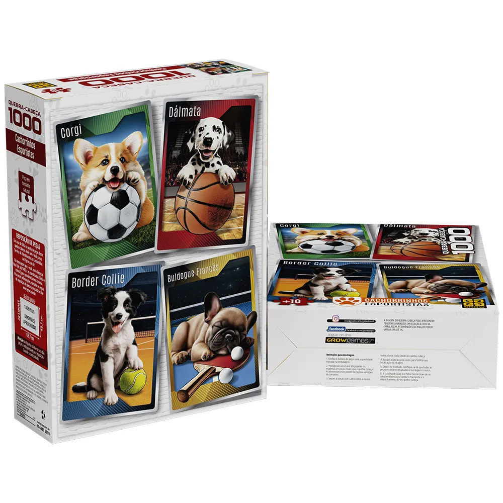 Quebra-cabeça 1000 peças Cachorrinhos Esportistas