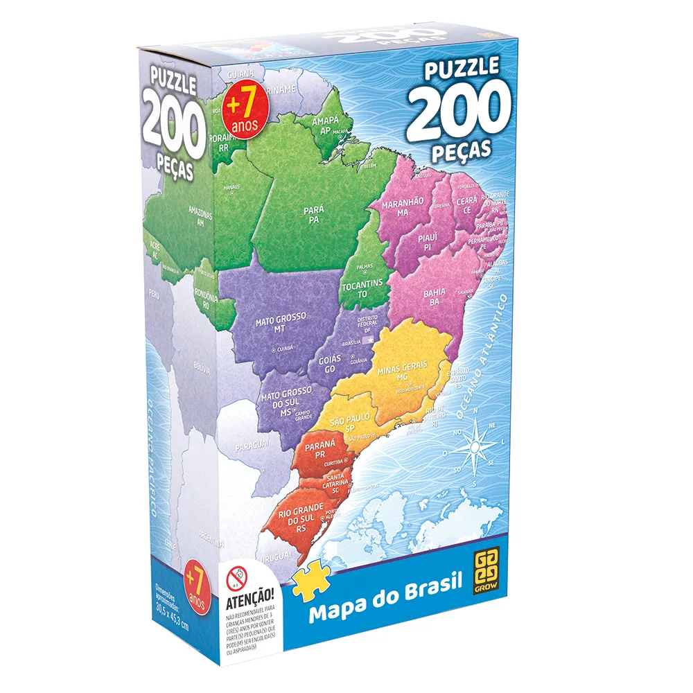 Quebra-cabeça 200 peças Mapa do Brasil