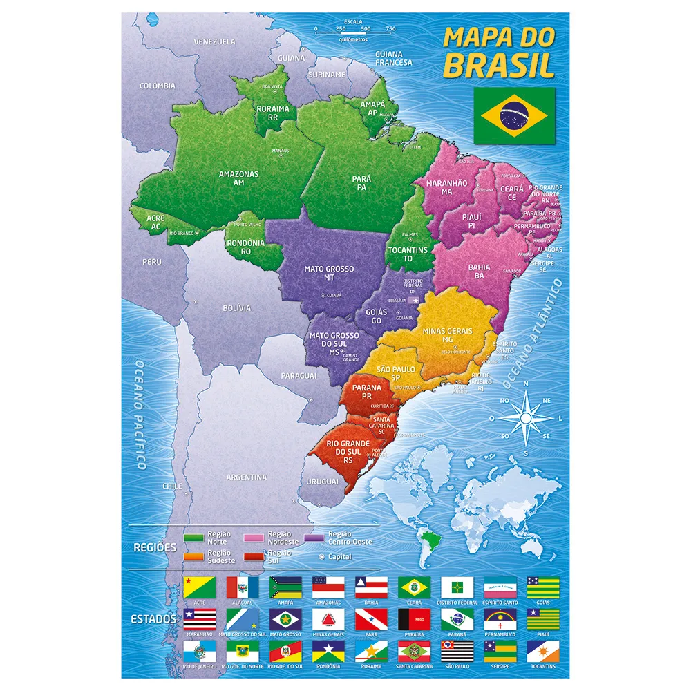 Quebra-cabeça 200 peças Mapa do Brasil