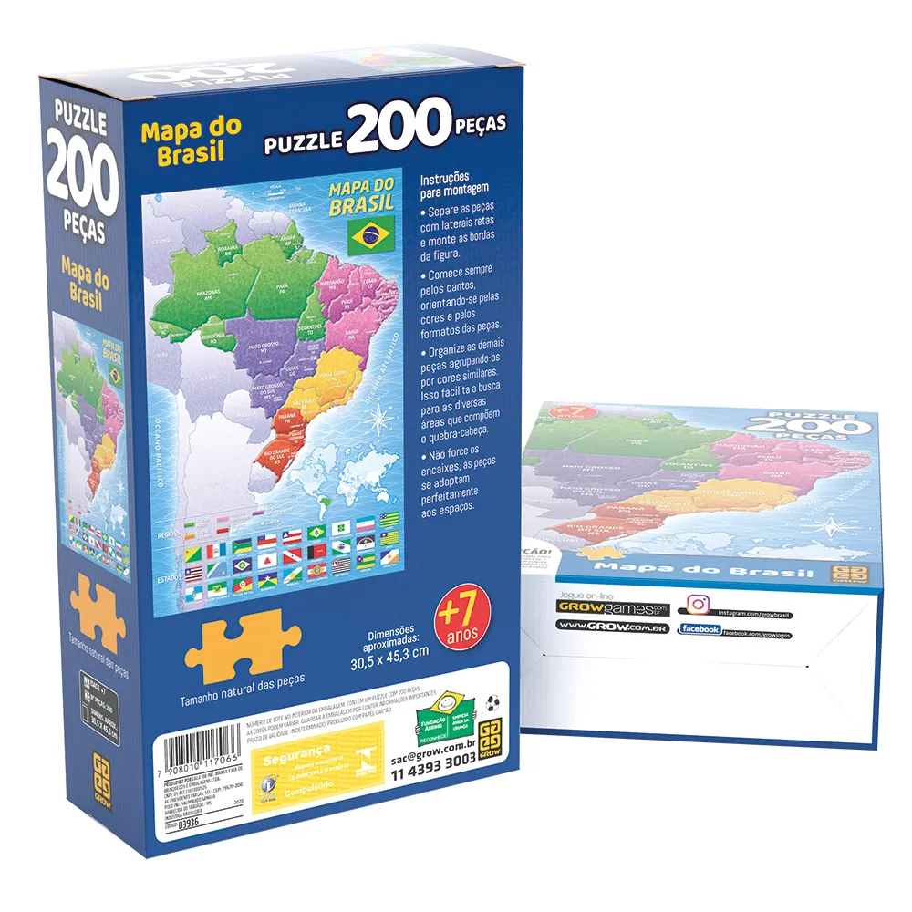 Quebra-cabeça 200 peças Mapa do Brasil