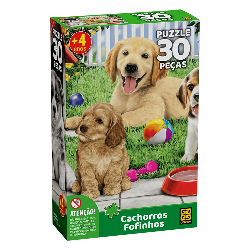 Quebra-cabeça 30 peças Cachorros Fofinhos