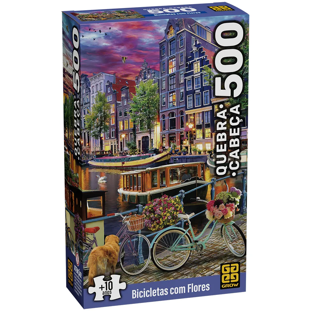 Quebra-cabeça 500 peças Bicicletas com Flores Grow