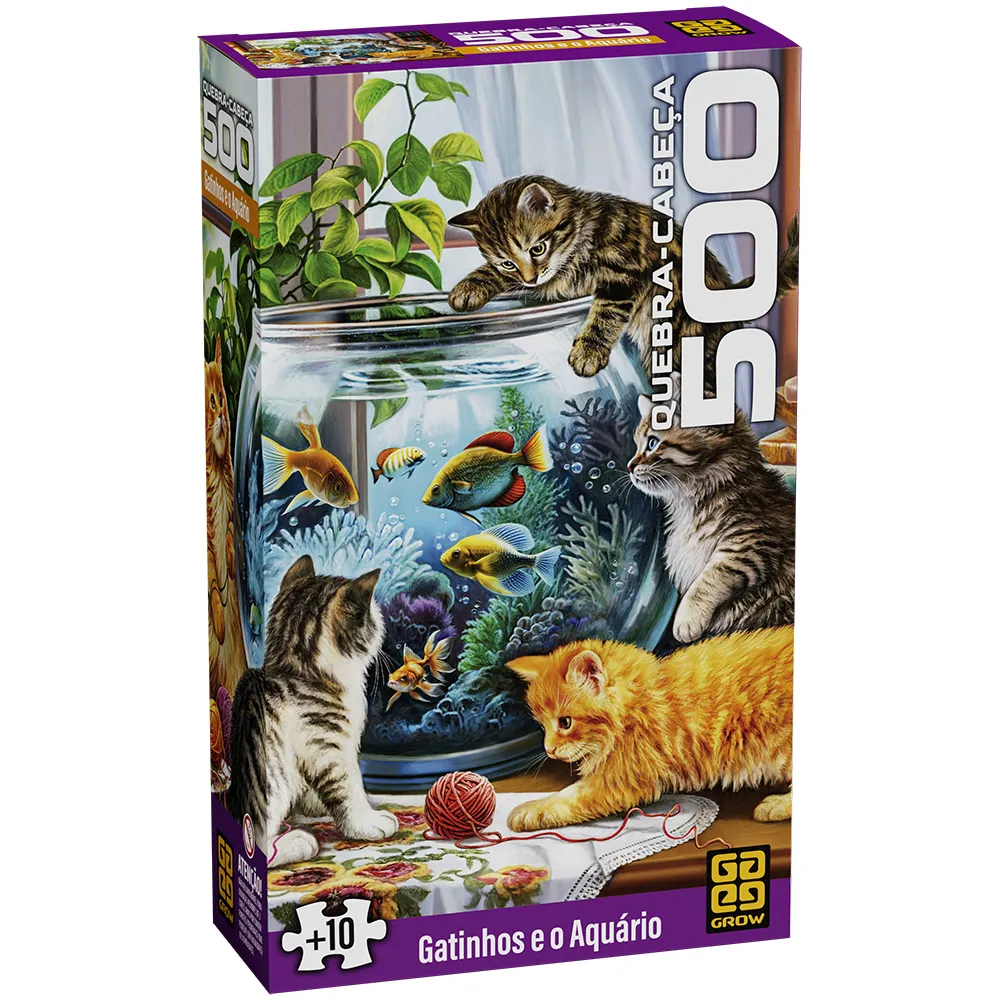 Quebra-cabeça 500 peças Gatinhos e o Aquário