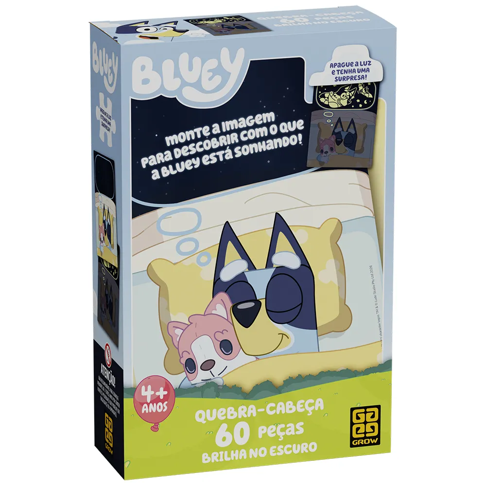 Quebra-cabeça 60 peças Bluey Brilha no Escuro